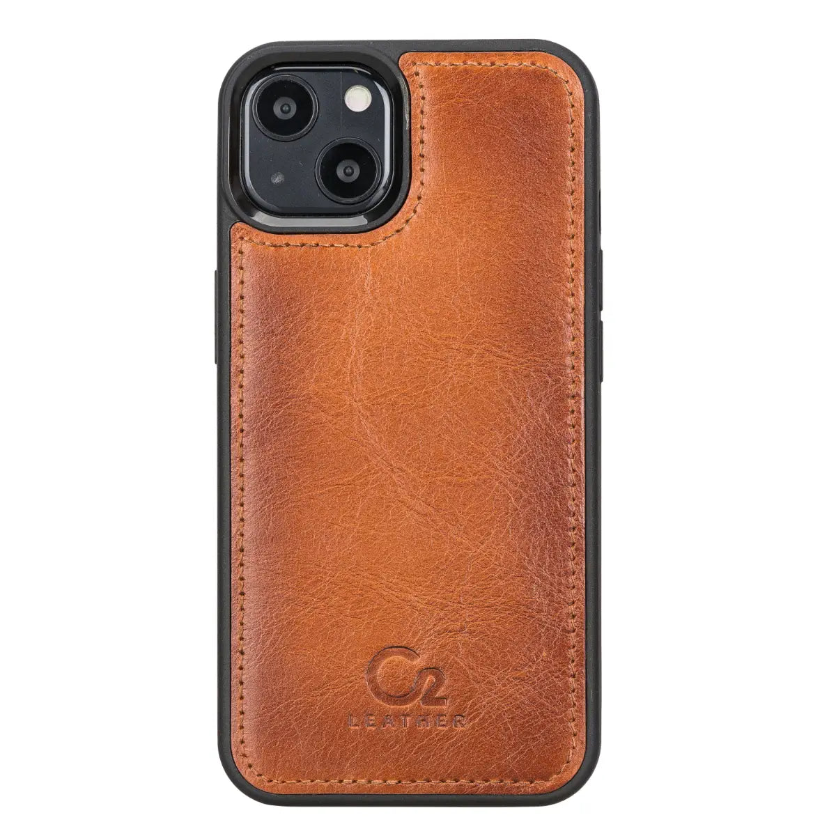 Schutzhülle aus brüniertem hellbraunem Leder zum Aufstecken für das iPhone 13 Mini (5,4 Zoll) 
