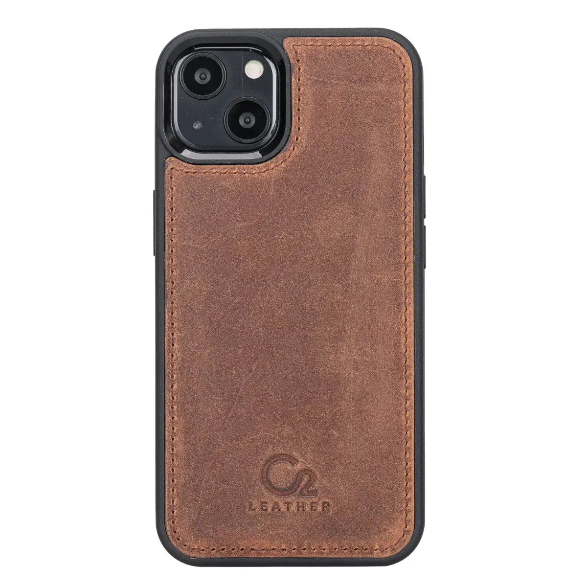 Antic Braune Leder-Snap-On-Cover-Hülle für iPhone 13 Mini (5,4")