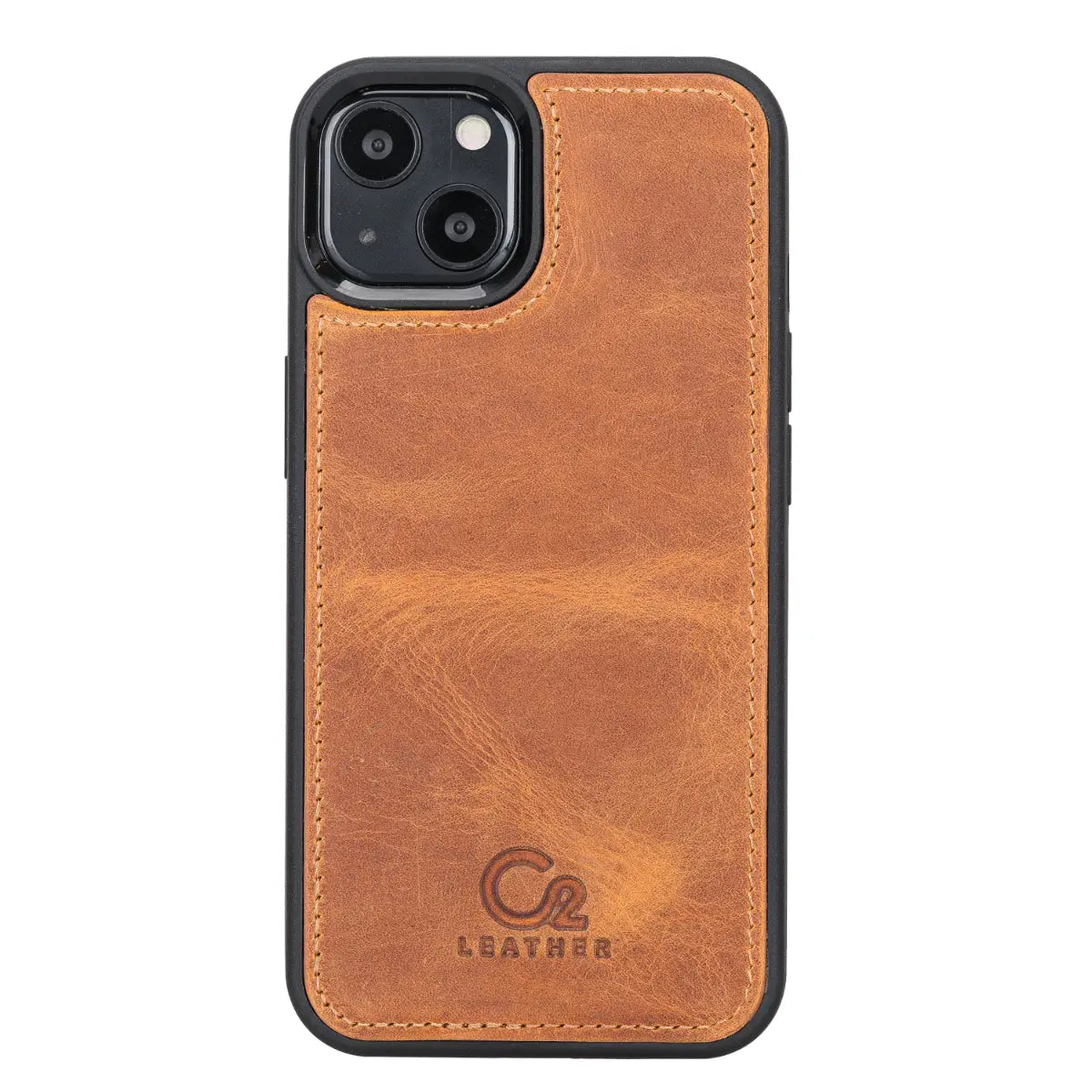 Kamelbraune Leder-Snap-On-Cover-Hülle für iPhone 13 Mini (5,4") 
