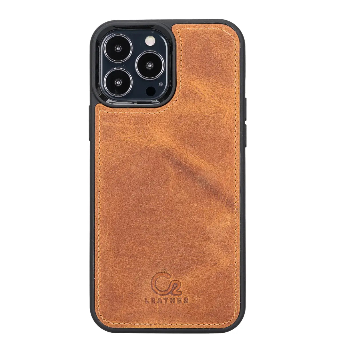 Kamelbraune Lederhülle zum Aufstecken für iPhone 13 Pro Max (6,7") 