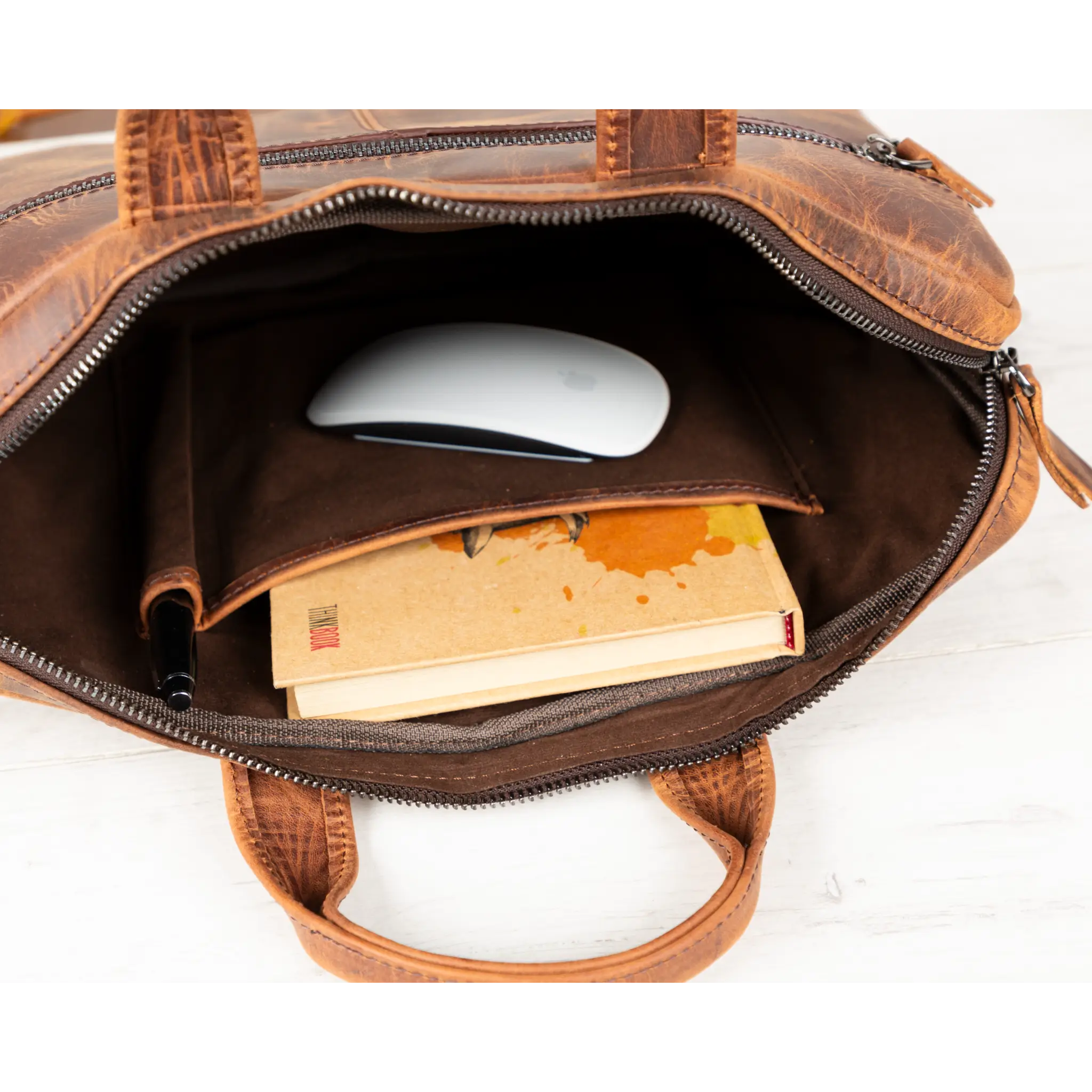 Braune Business-Aktentasche aus Leder 