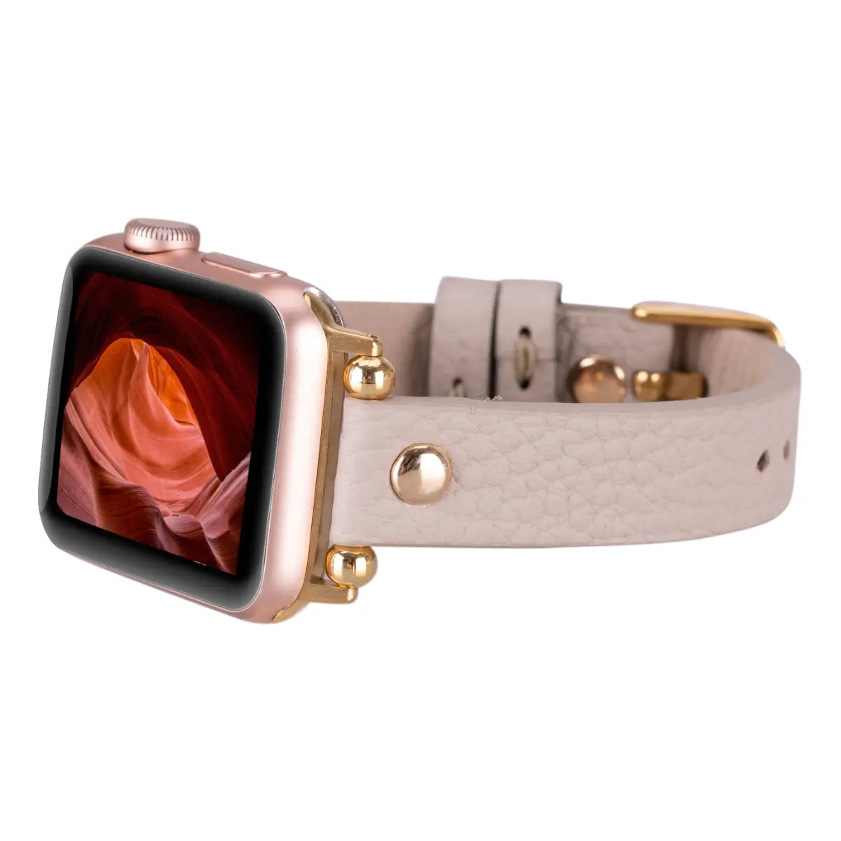 Beige Leather Ultra Slim Apple Watch Band