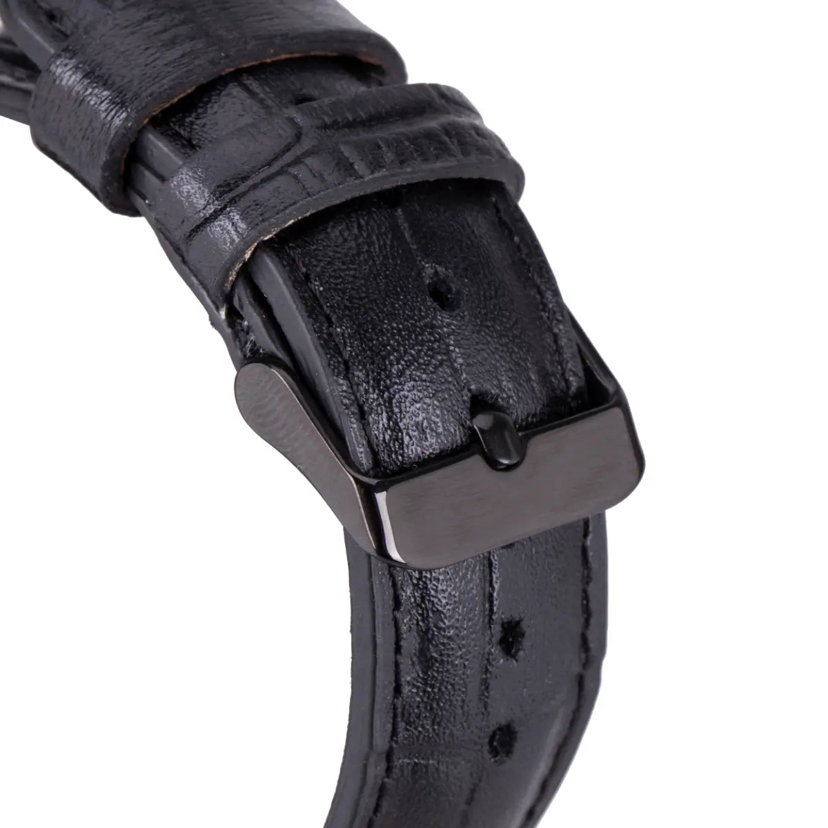 Black Croco Pattern Leather Classic Apple Watch Band 