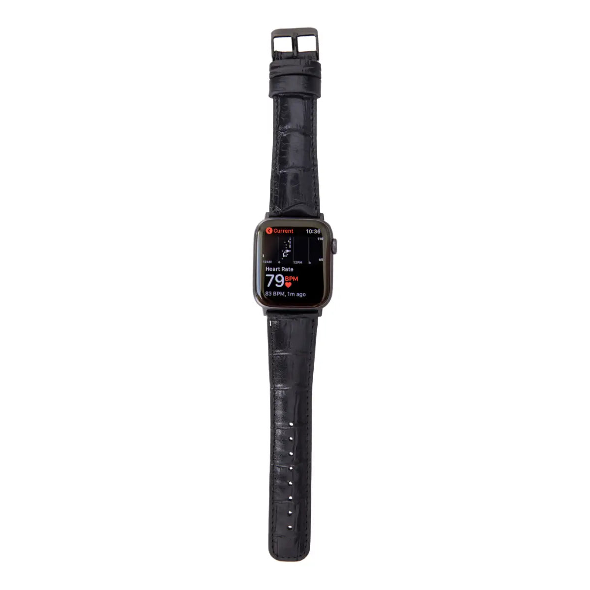 Black Croco Pattern Leather Classic Apple Watch Band 