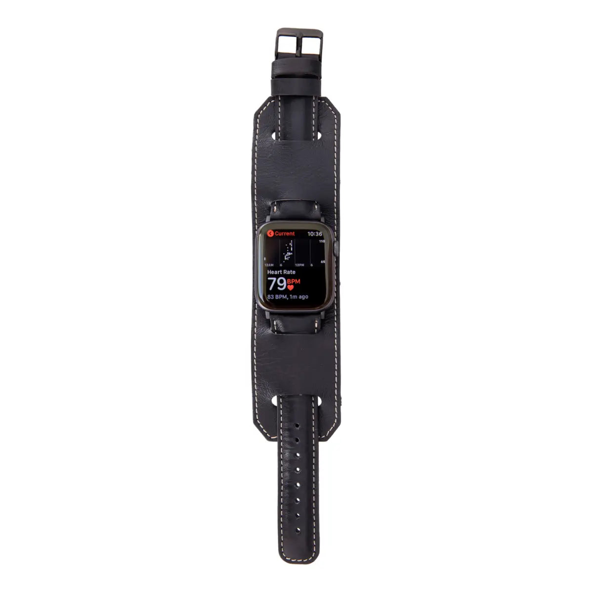 Black Leather Cuff Apple Watch Band