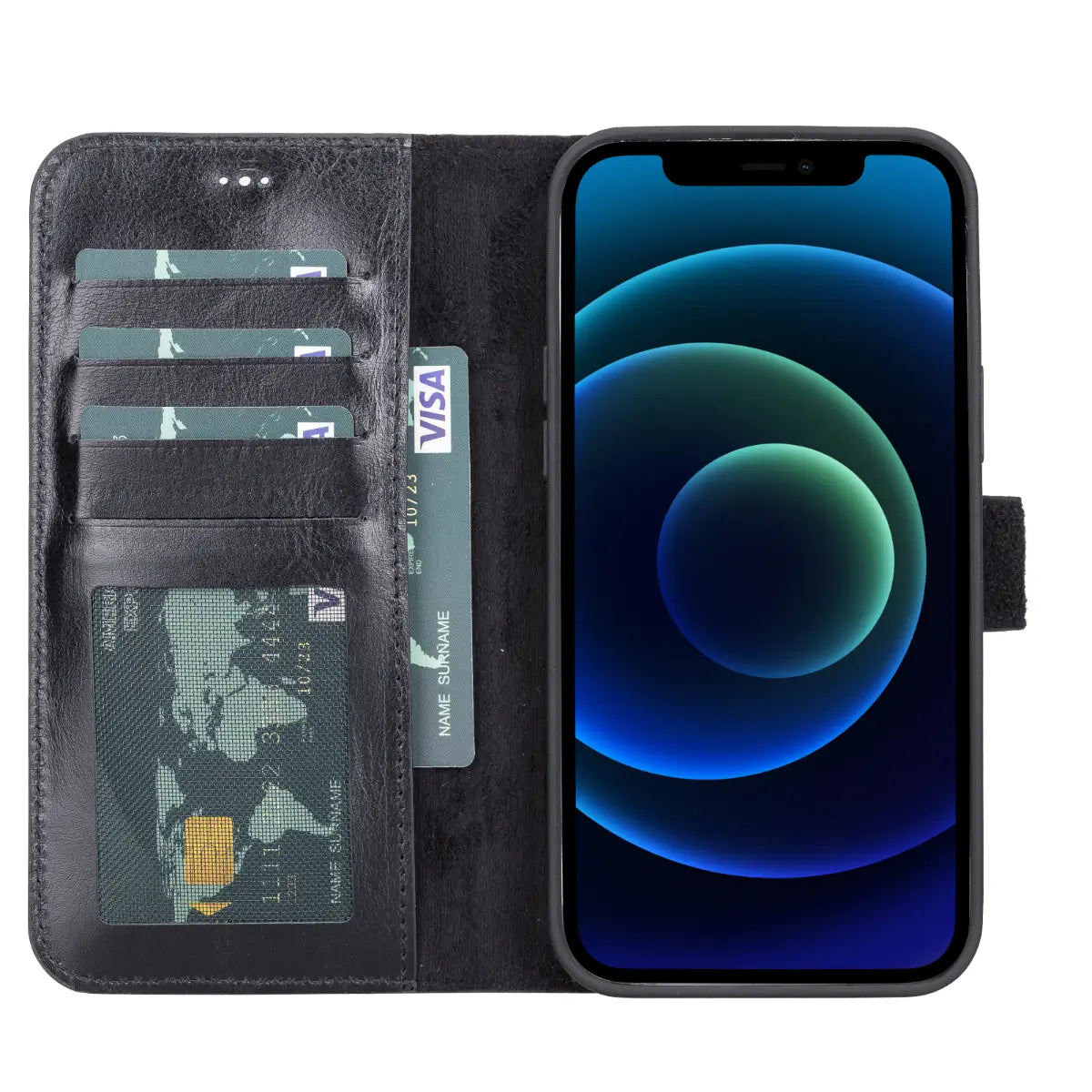 Black Leather Magnetic Case for iPhone 13 Pro Max