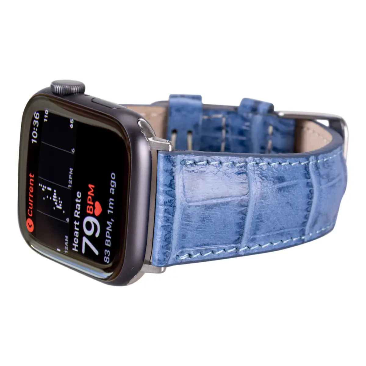 Blue Croco Leather Apple Watch Band