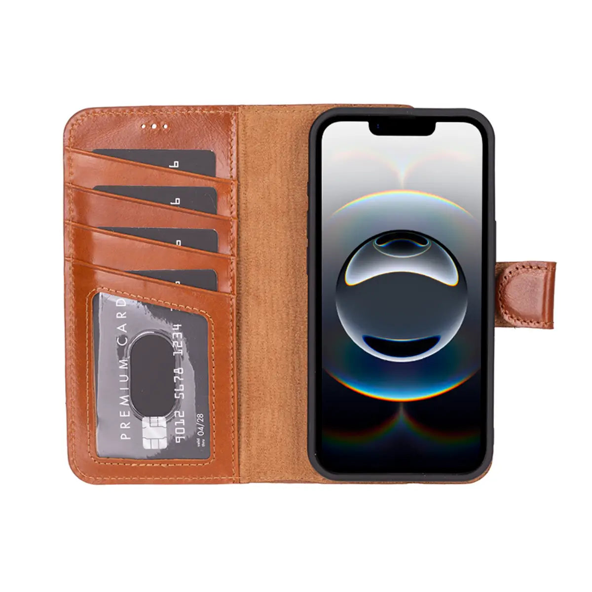 Burnished Tan Leather Wallet Case for iPhone 16e – O2 Leather