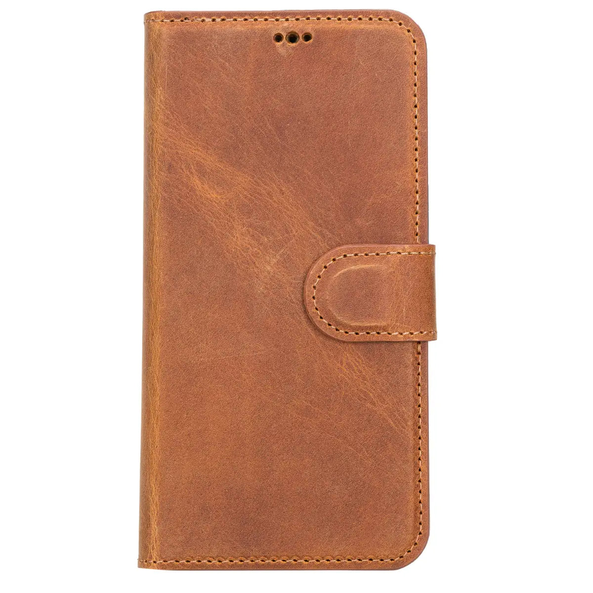 Camel Brown Leather Wallet Case for iPhone 13 Pro