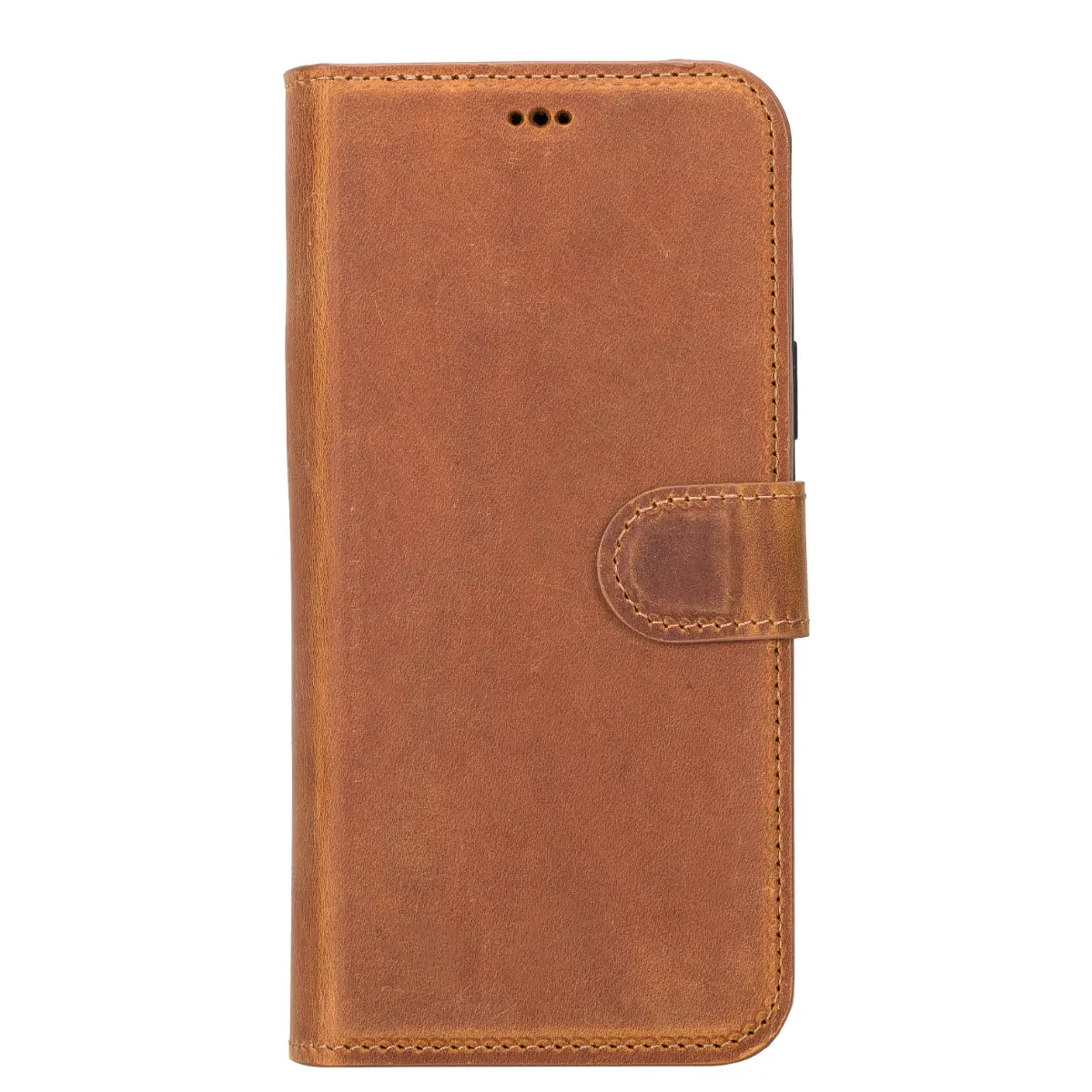 Camel Brown Leather Wallet Case for iPhone 14 Plus
