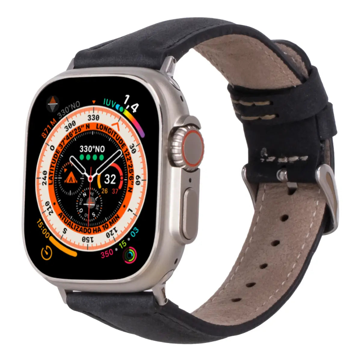 Dark Gray Leather Classic Apple Watch Band