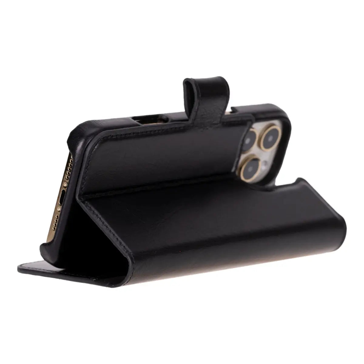 Schwarzes Leder-Portemonnaie-Etui für iPhone 17 Pro Max Prestige 