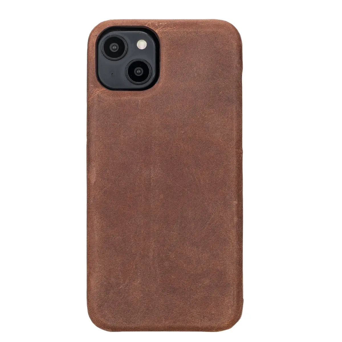 Magnetische Brieftaschenhülle aus braunem Leder im Used-Look für iPhone 14 Plus, Prestige