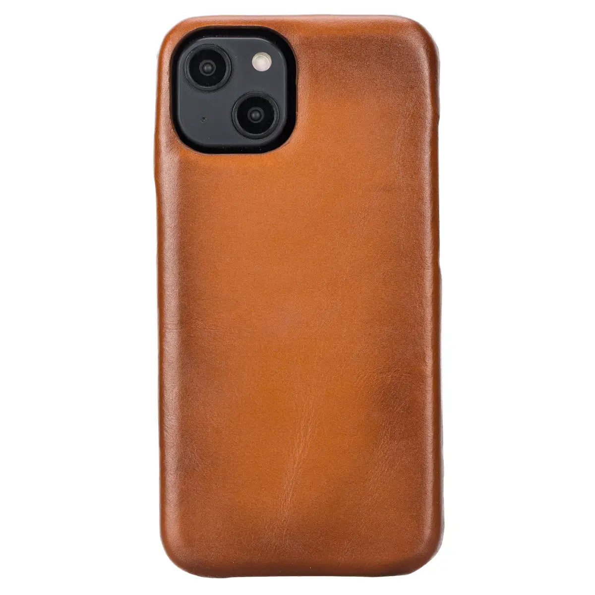 Brieftaschen-Etui aus brüniertem hellbraunem Leder für iPhone 14, Prestige