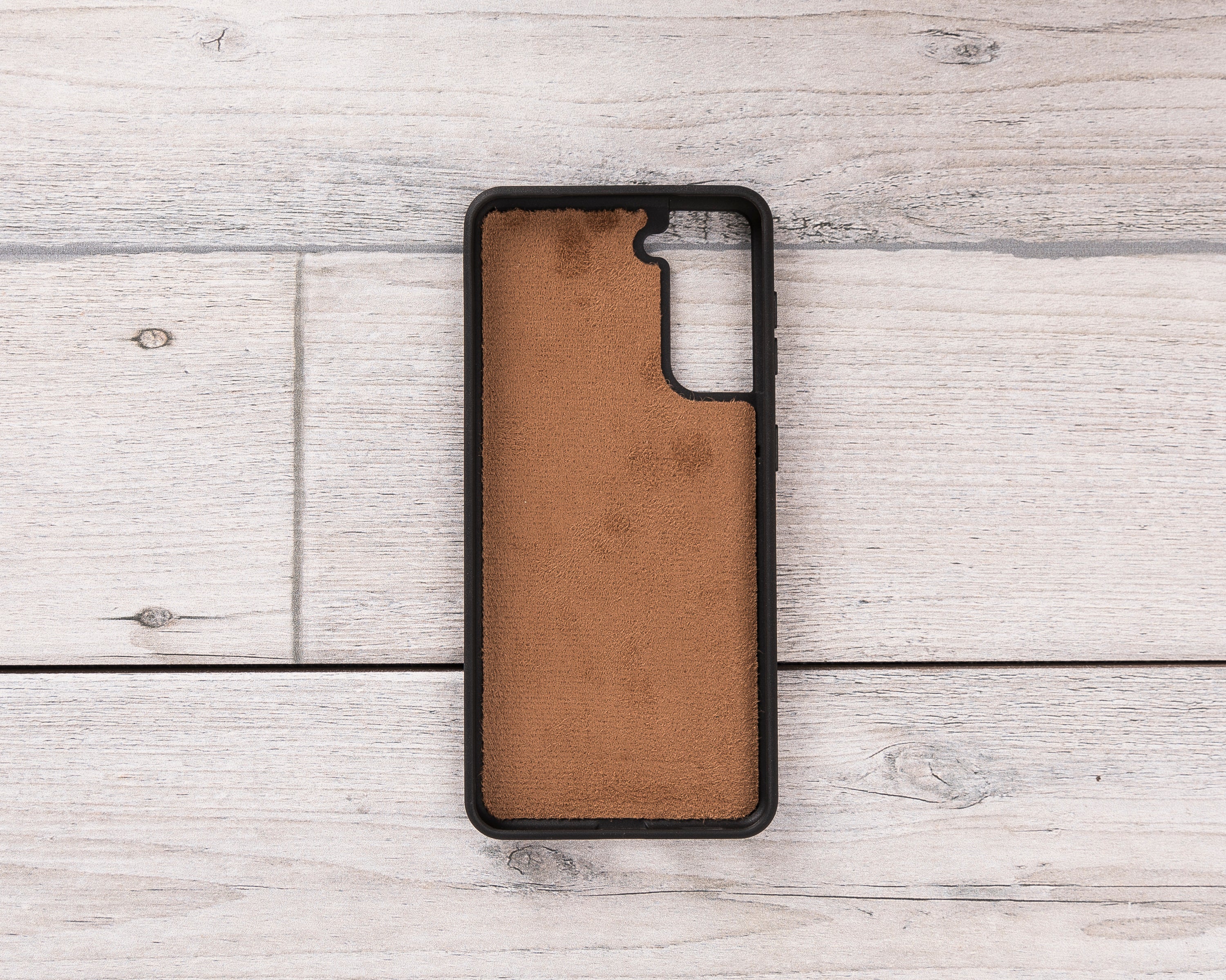 Magnetische Brieftaschenhülle aus brüniertem hellbraunem Leder für Galaxy S22 / S23 / S24