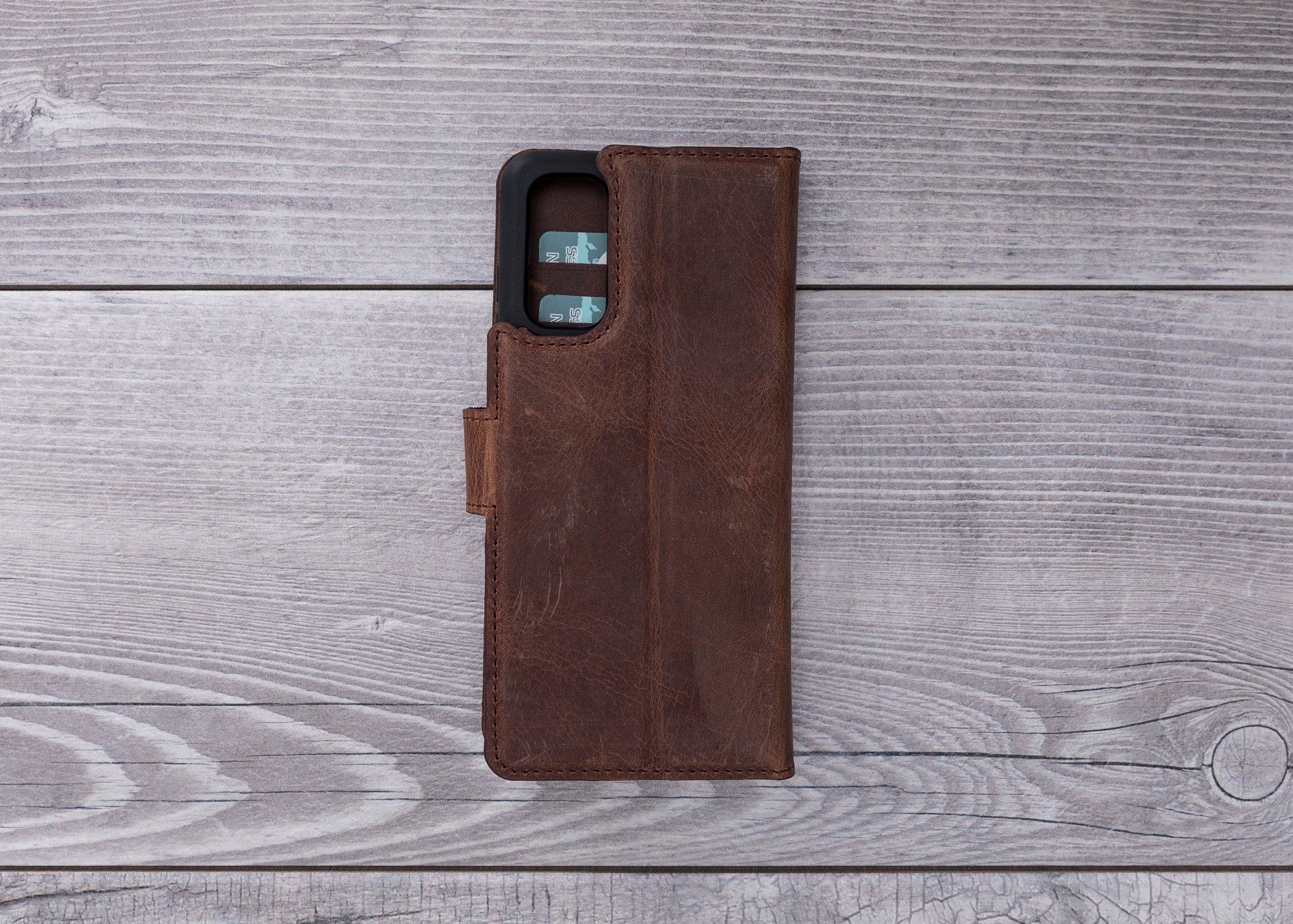 Antic Braune magnetische Leder-Brieftaschenhülle für Galaxy S20 / S20 Plus/ S20 Ultra 