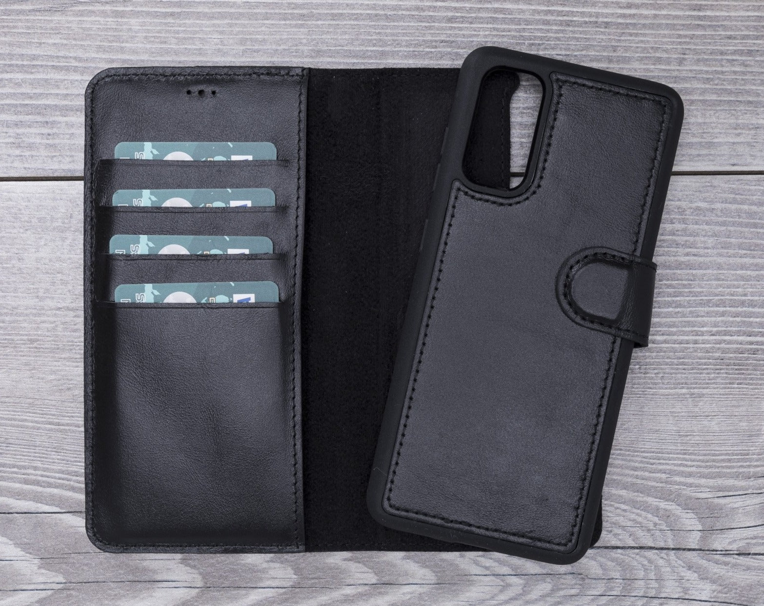 Schwarze magnetische Leder-Brieftaschenhülle für Galaxy S20 / S20 Plus/ S20 Ultra 