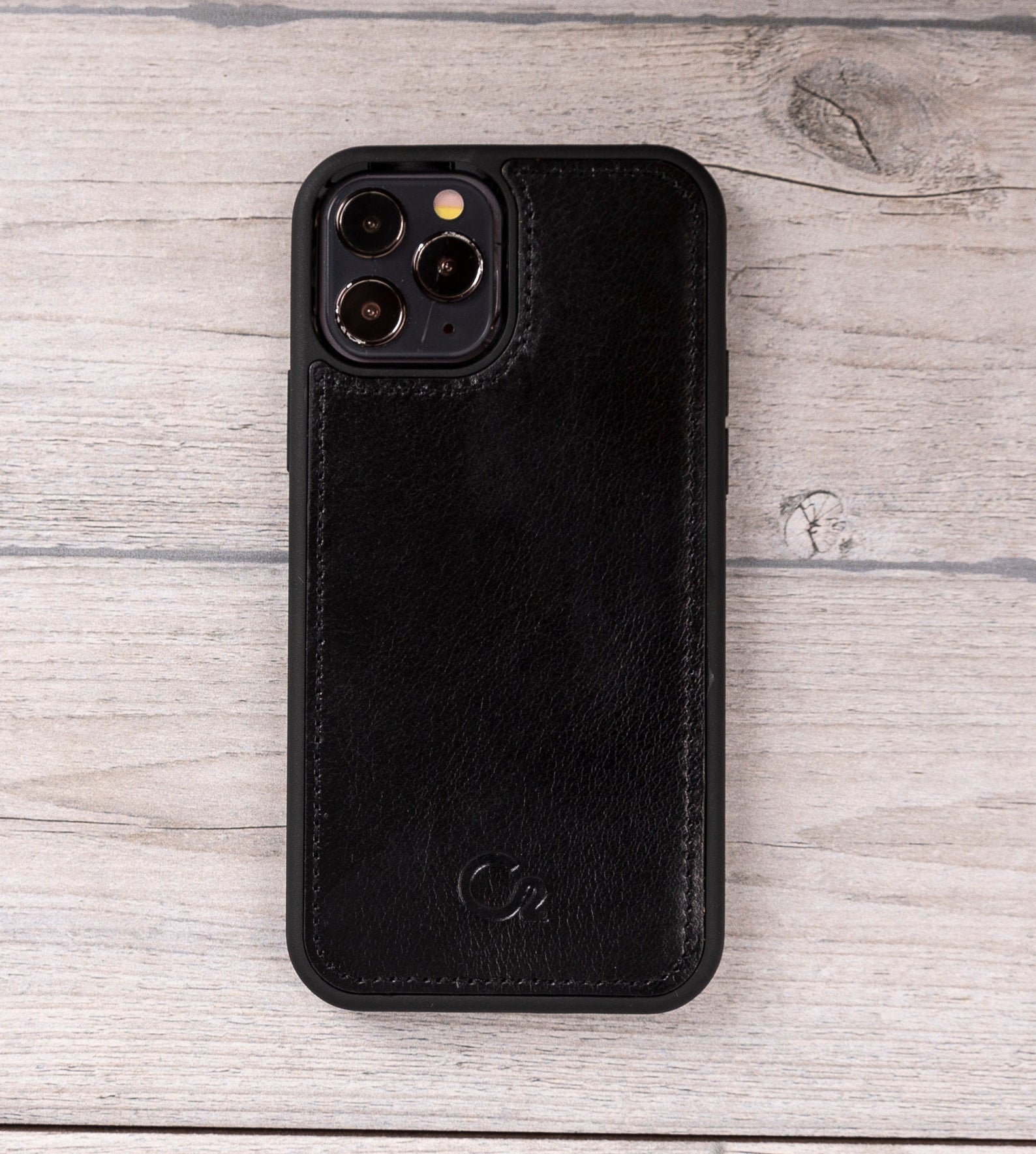 Schwarze magnetische Brieftaschenhülle aus Leder für iPhone 12-Modelle 