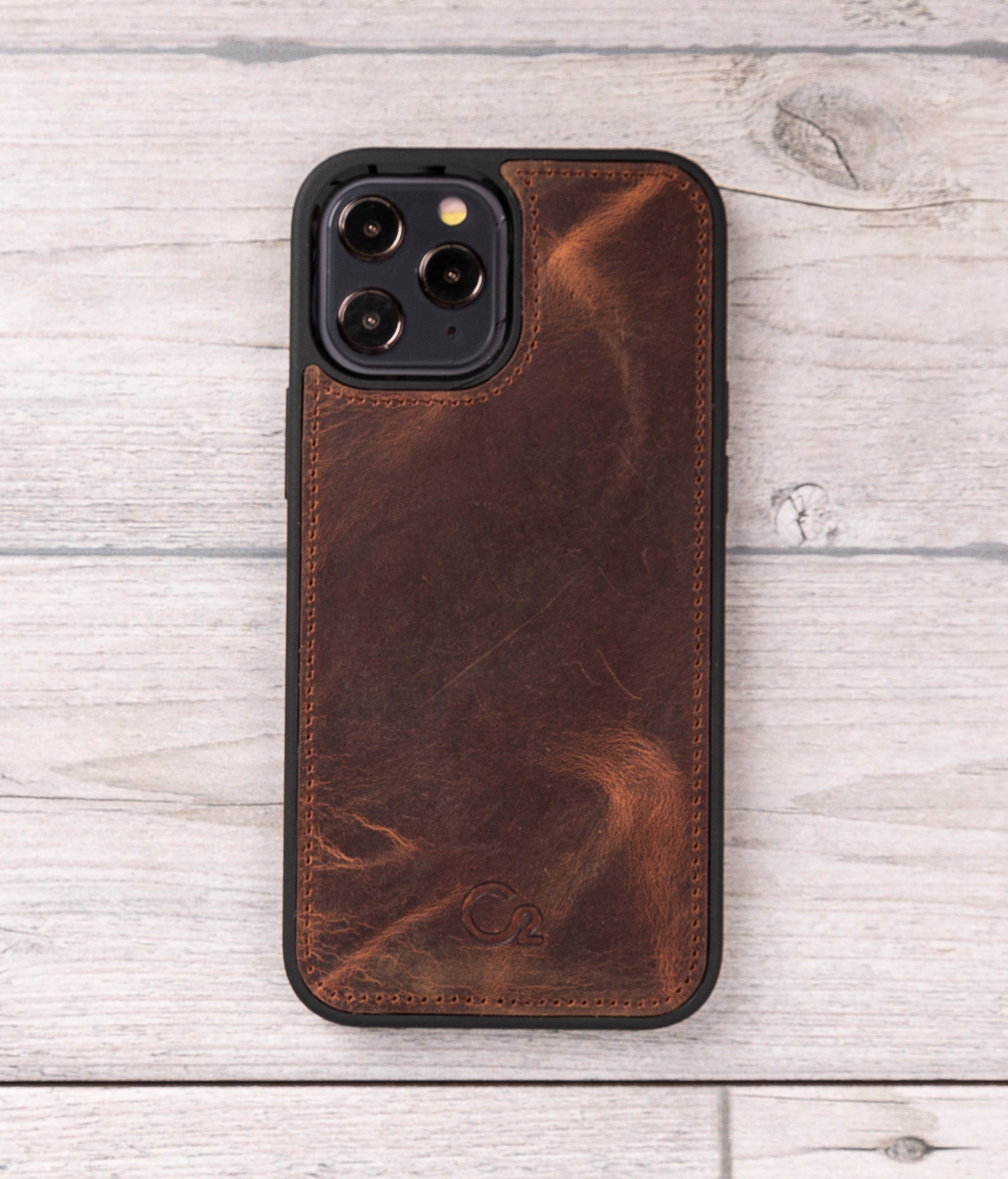 Magnetische Lederhülle Antic Brown für iPhone 12 Modelle 