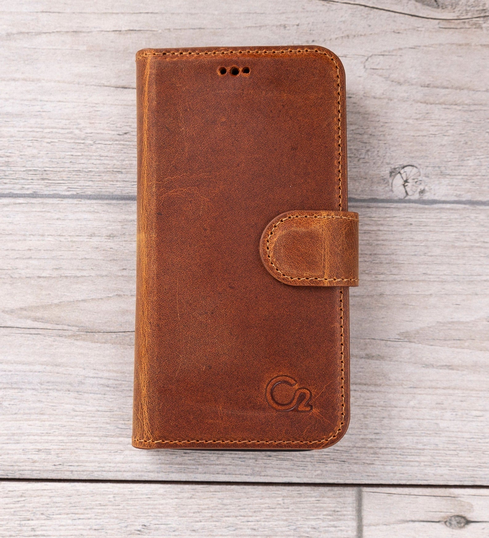 Kamelbraune magnetische Leder-Brieftaschenhülle für iPhone 12 Mini (5,4 Zoll) 