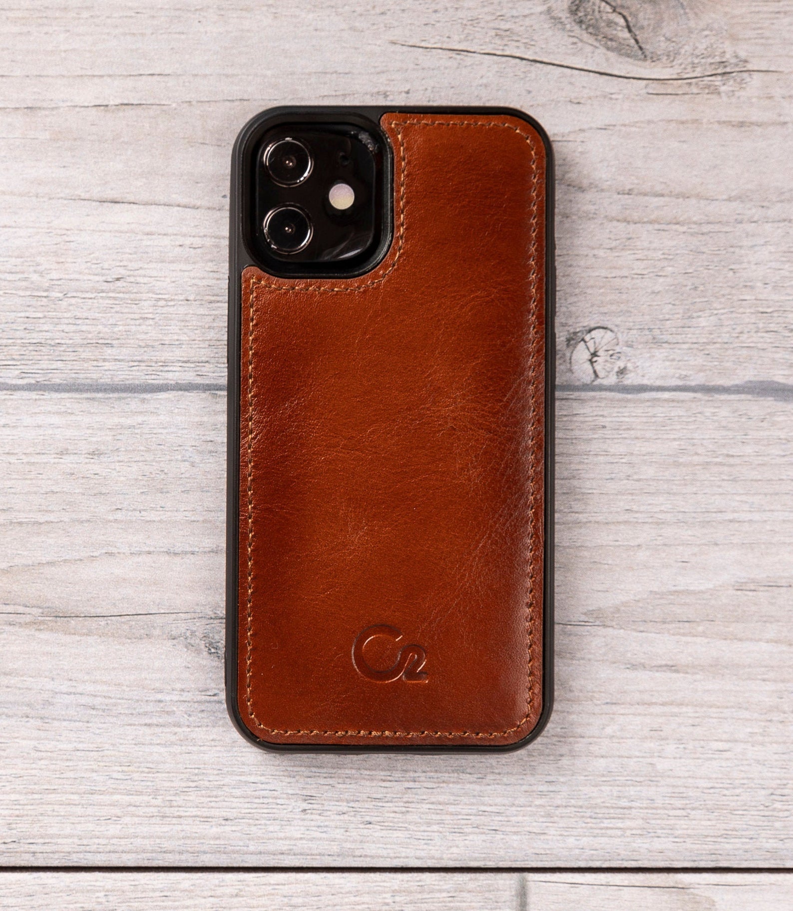 Magnetische Brieftaschenhülle aus brüniertem hellbraunem Leder für iPhone 12-Modelle 