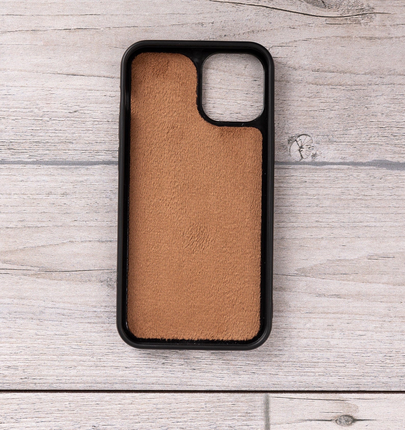 Magnetische Brieftaschenhülle aus brüniertem hellbraunem Leder für iPhone 12-Modelle 